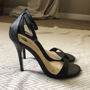 Michael Antonio Black Snake Skin Stilettos